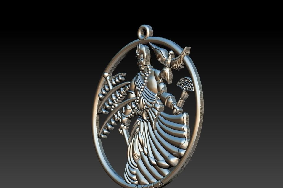 Oxala 3D Print Model pendant with woman holding bird 3D print model_5