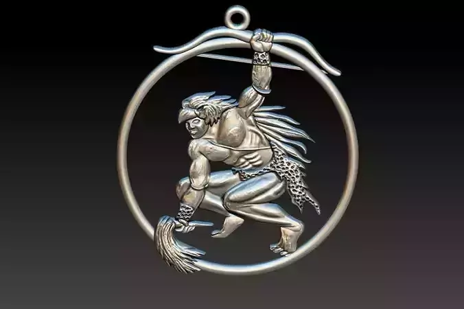 Oxossi 3D Print Model pendant with man holding bow and arrow 3D print model