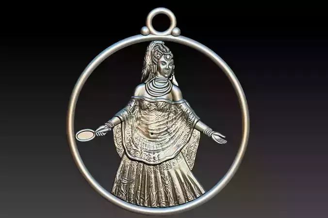 Oxum 3D Print Model pendant with woman in it 3D print model