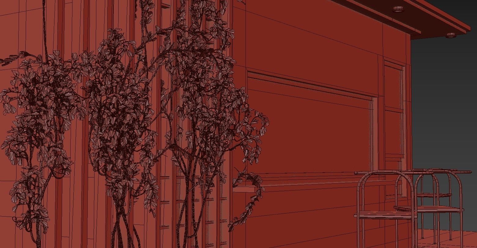 Small cafe Low-poly 3D model_15