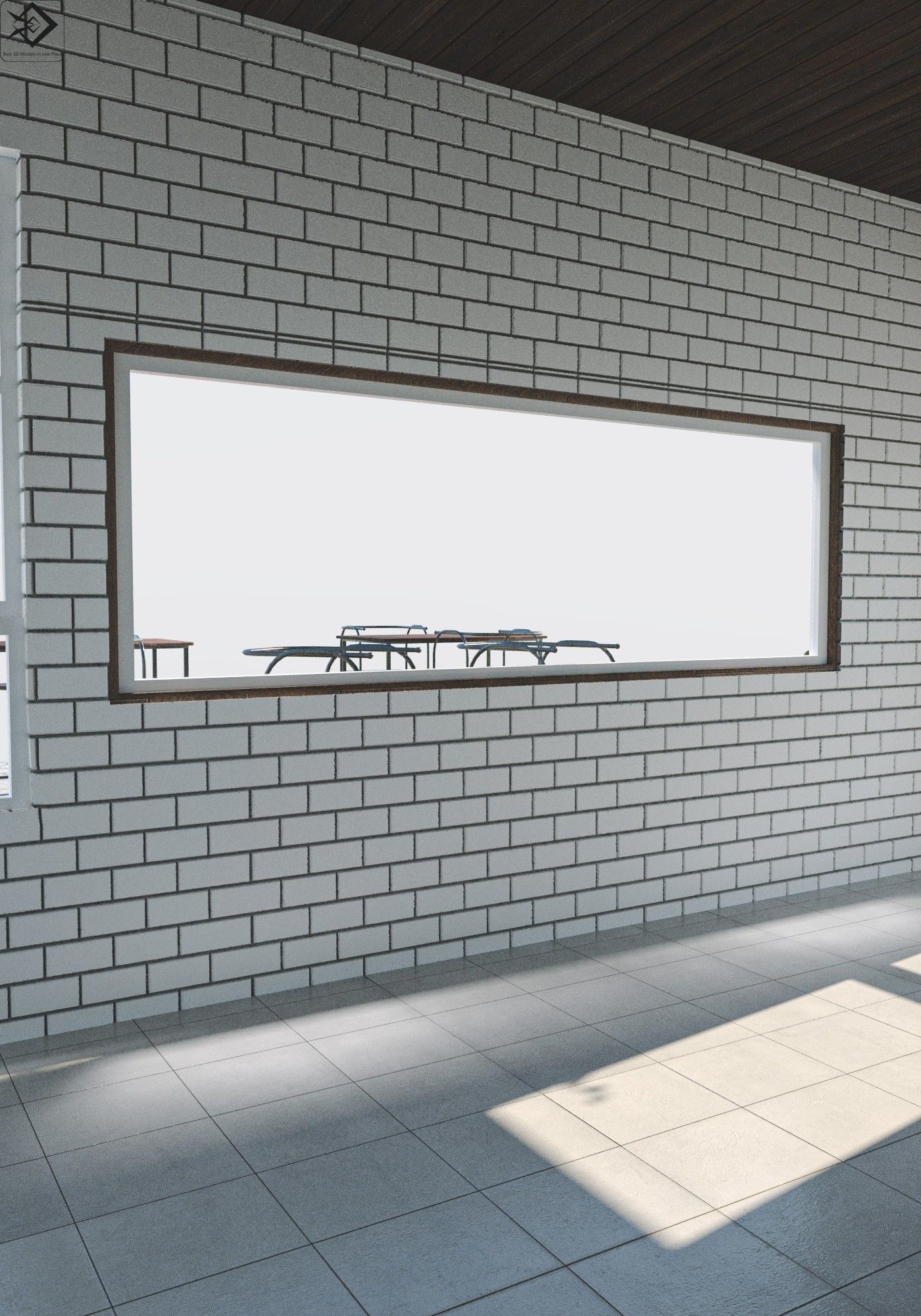 Small cafe Low-poly 3D model_11