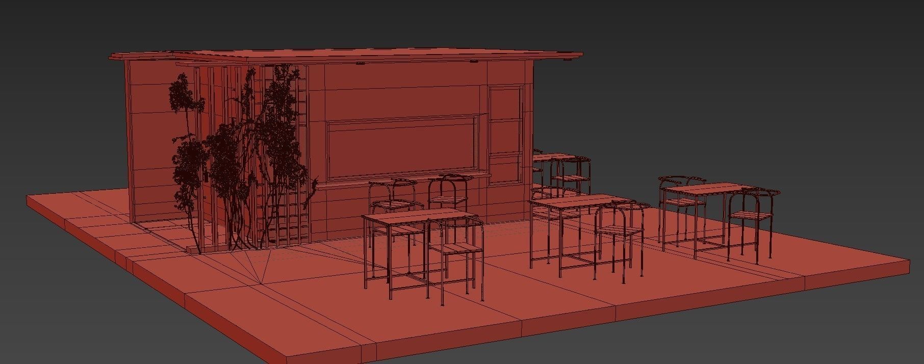 Small cafe Low-poly 3D model_13