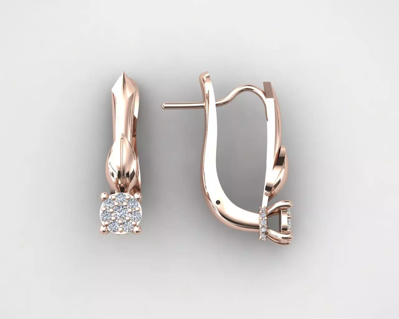 earrings  with diamonds  3D print model_0