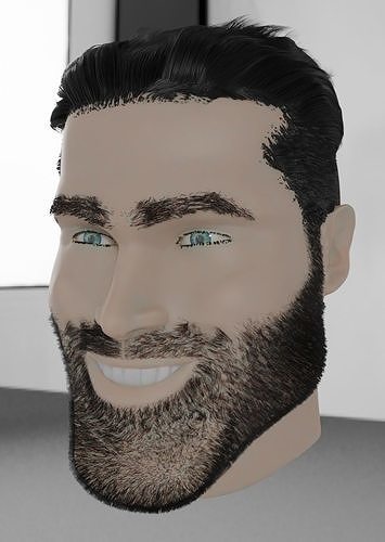 Gigachad Face Model Low-poly 3D model