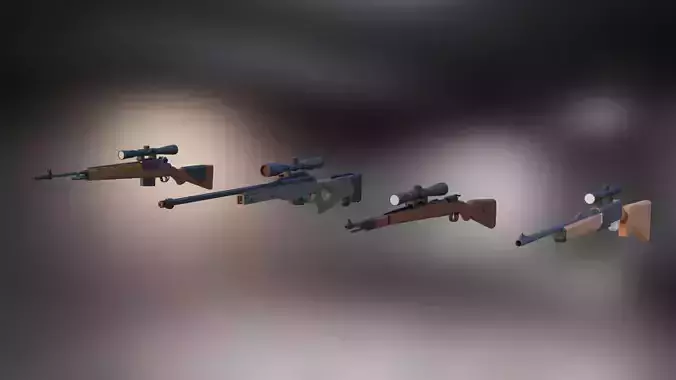 Low Poly Sniper Guns Pack 3D model