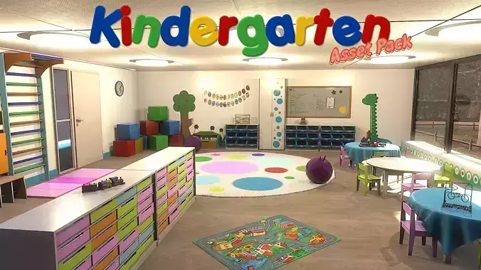 Low-Poly Kindergarten Pack Low-poly 3D model