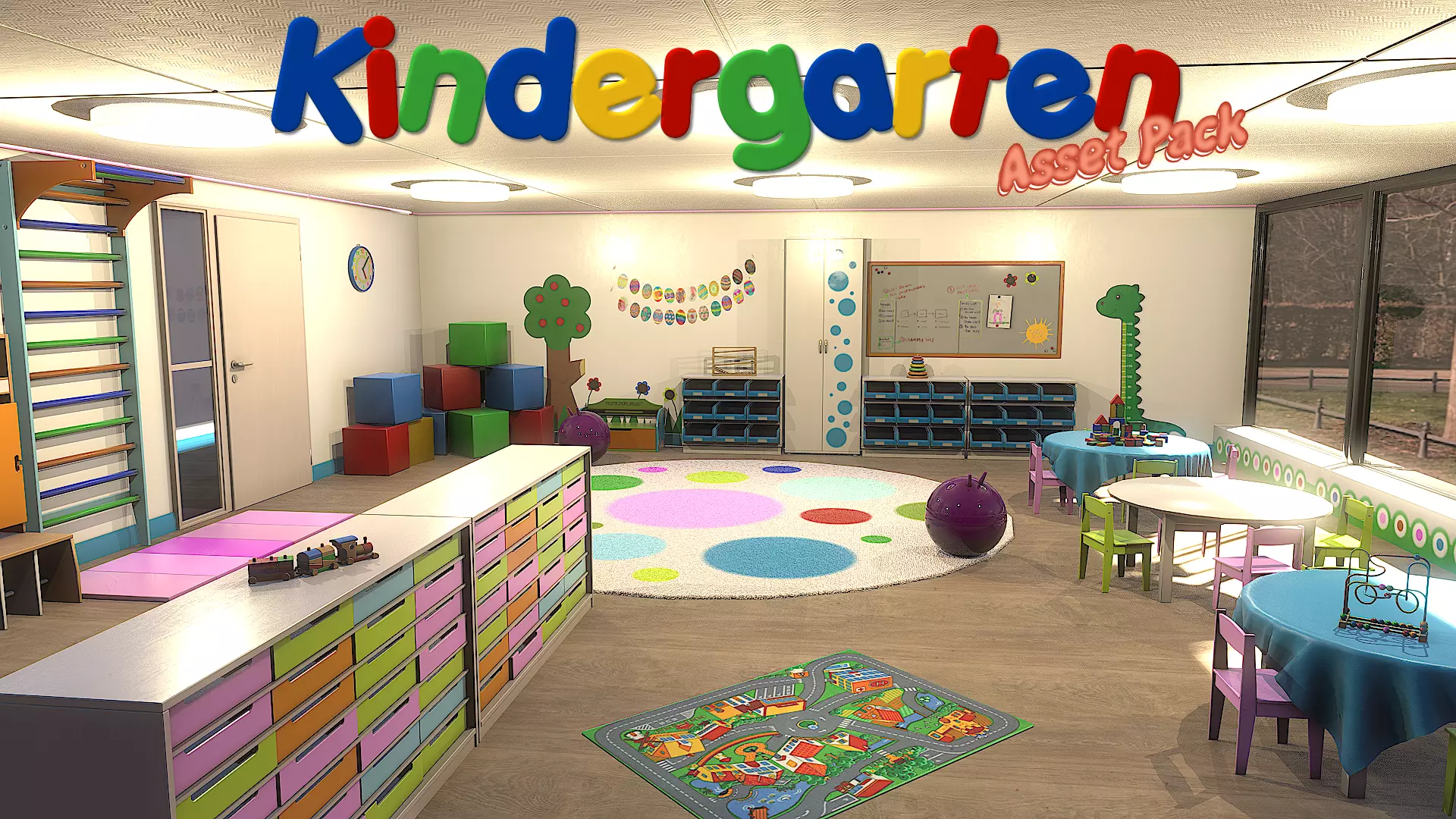 Low-Poly Kindergarten Pack Low-poly 3D model_0