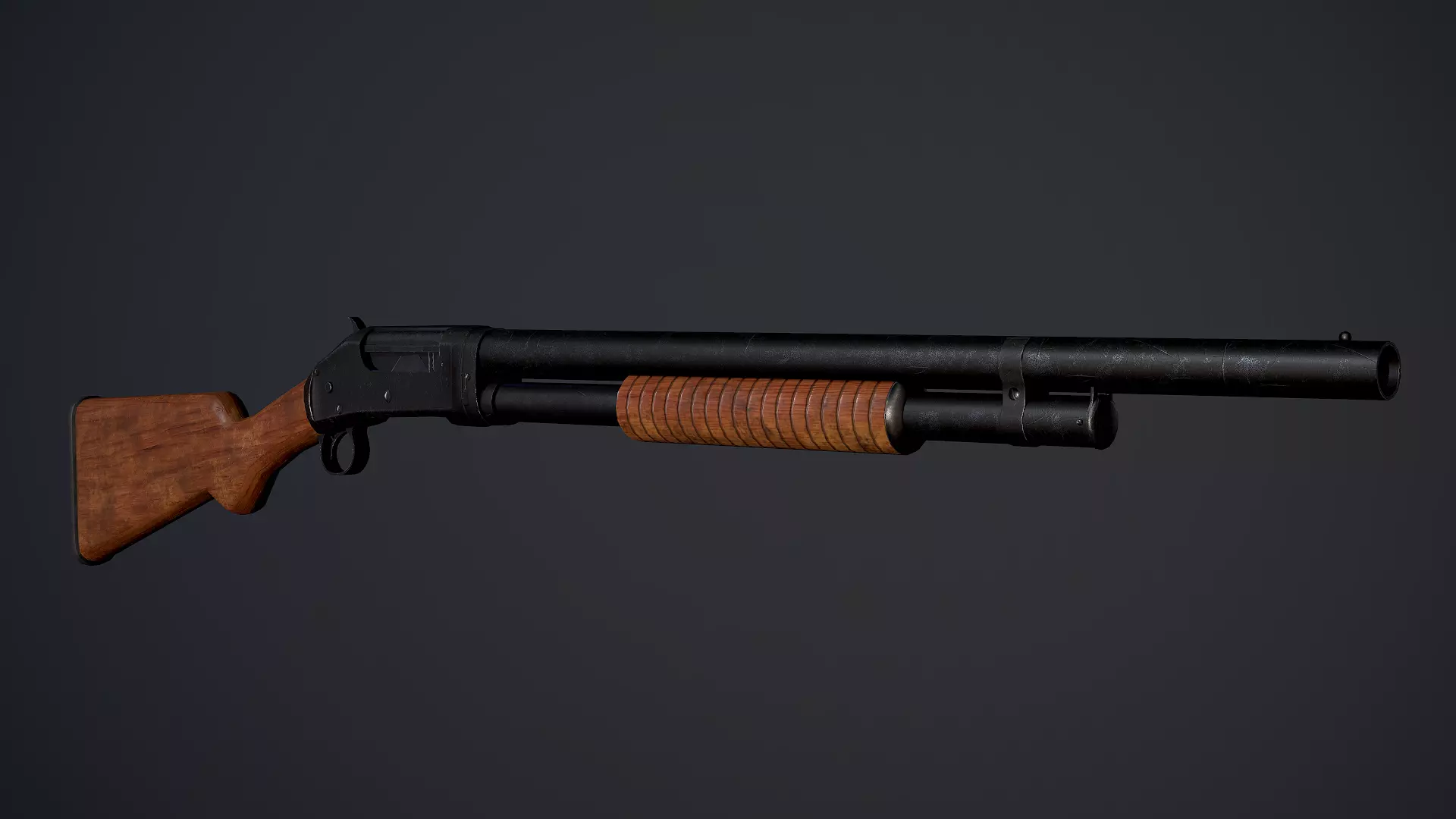 Winchester M1897 PBR Low-Poly Game Ready Low-poly 3D model_0