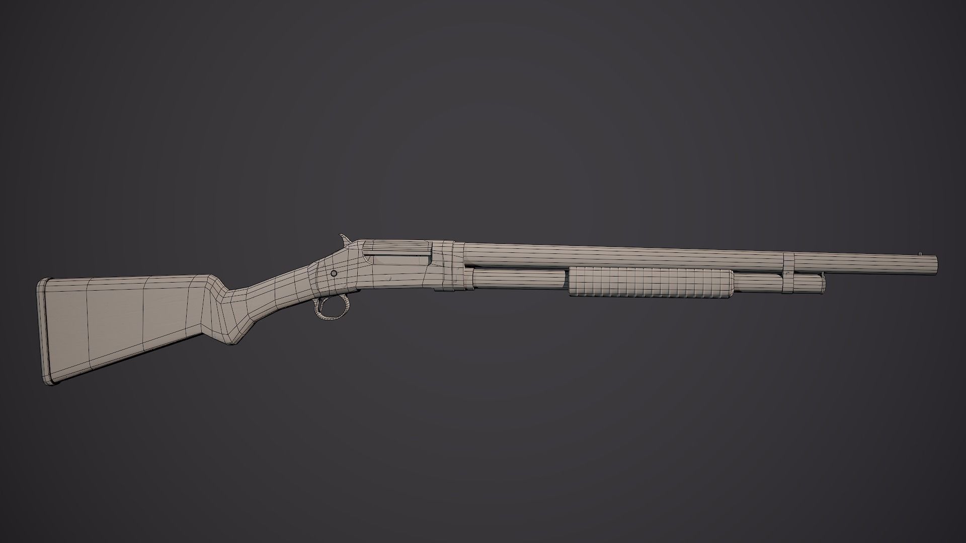 Winchester M1897 PBR Low-Poly Game Ready Low-poly 3D model_8