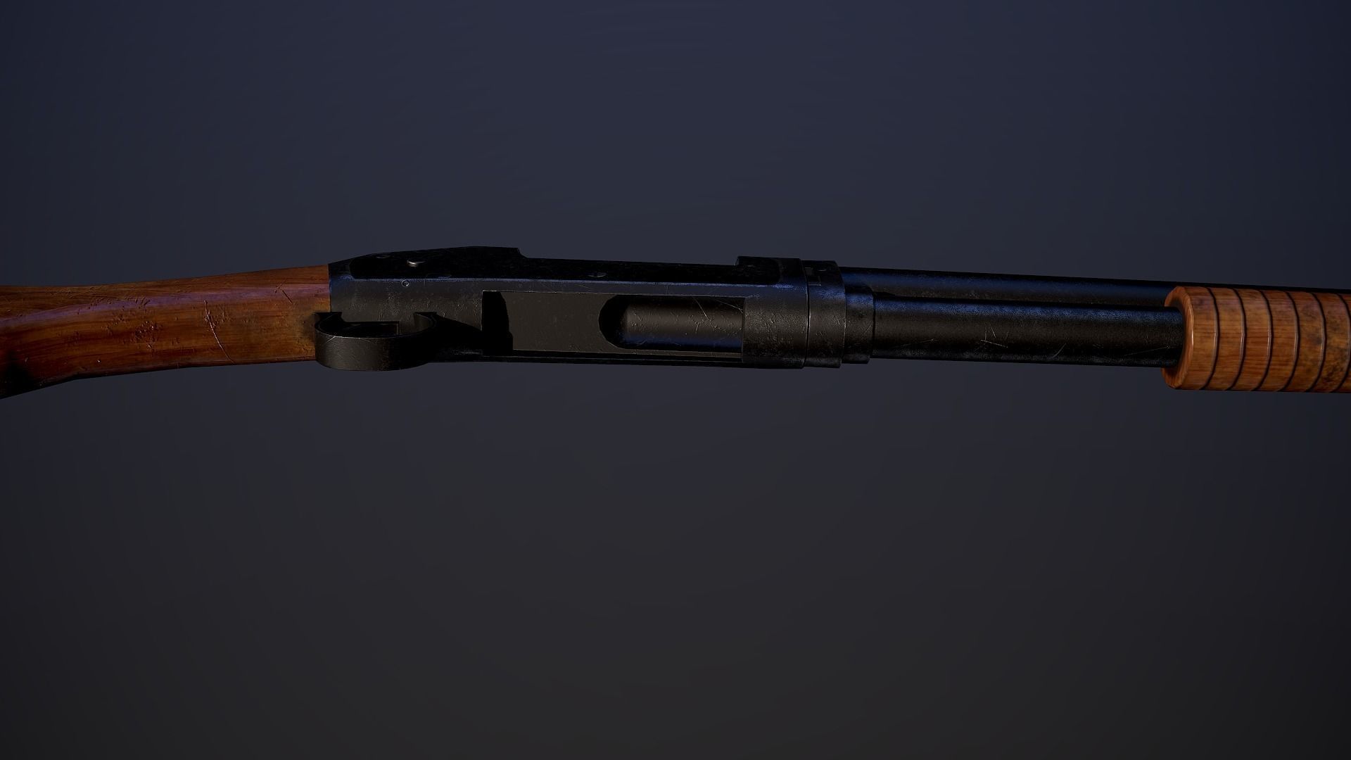 Winchester M1897 PBR Low-Poly Game Ready Low-poly 3D model_6