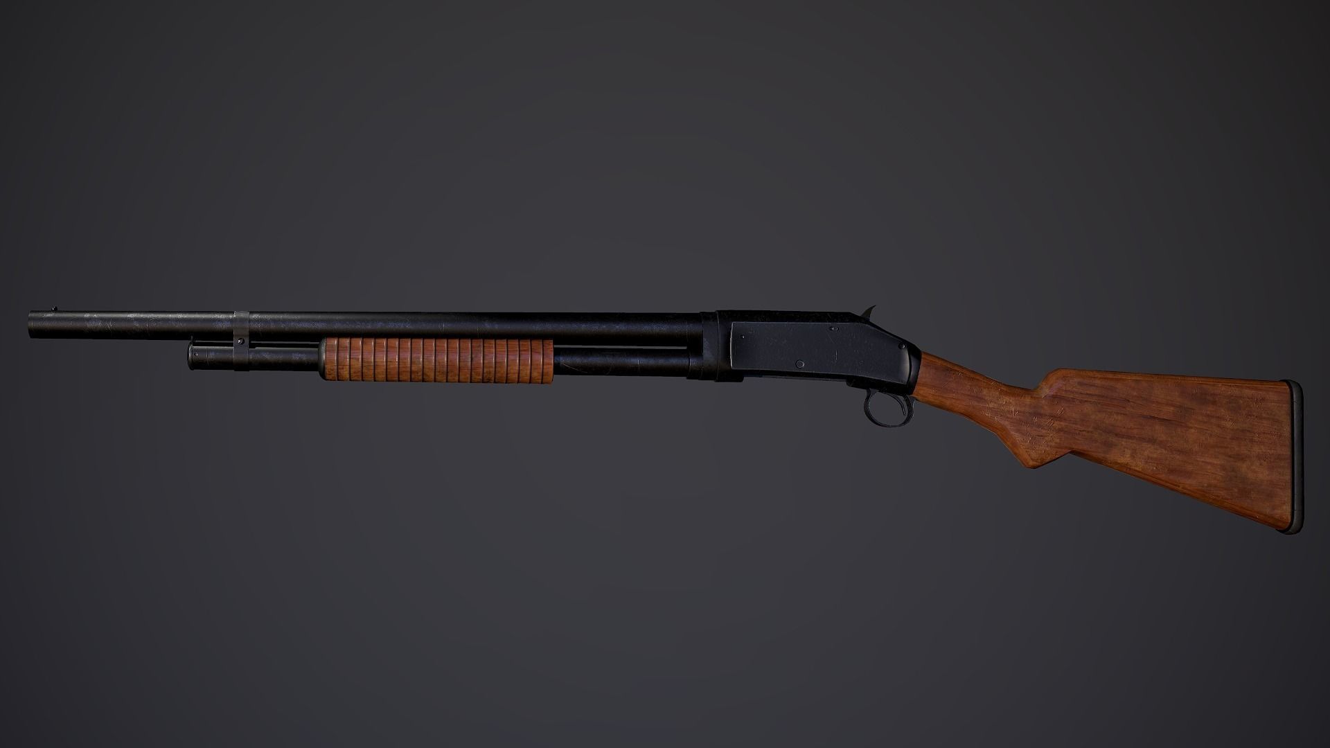 Winchester M1897 PBR Low-Poly Game Ready Low-poly 3D model_2