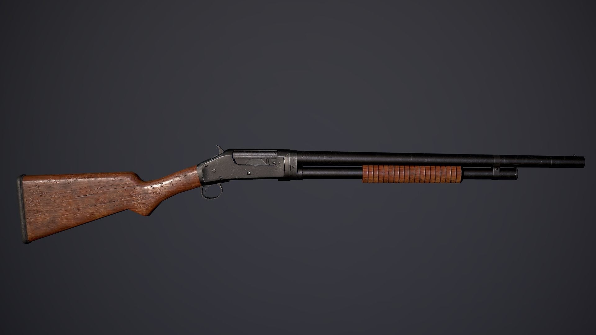 Winchester M1897 PBR Low-Poly Game Ready Low-poly 3D model_1