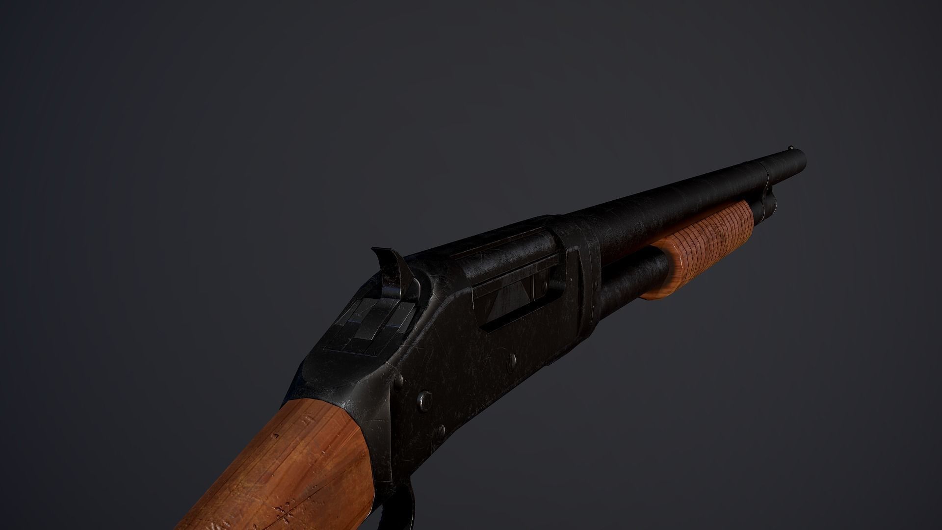 Winchester M1897 PBR Low-Poly Game Ready Low-poly 3D model_3
