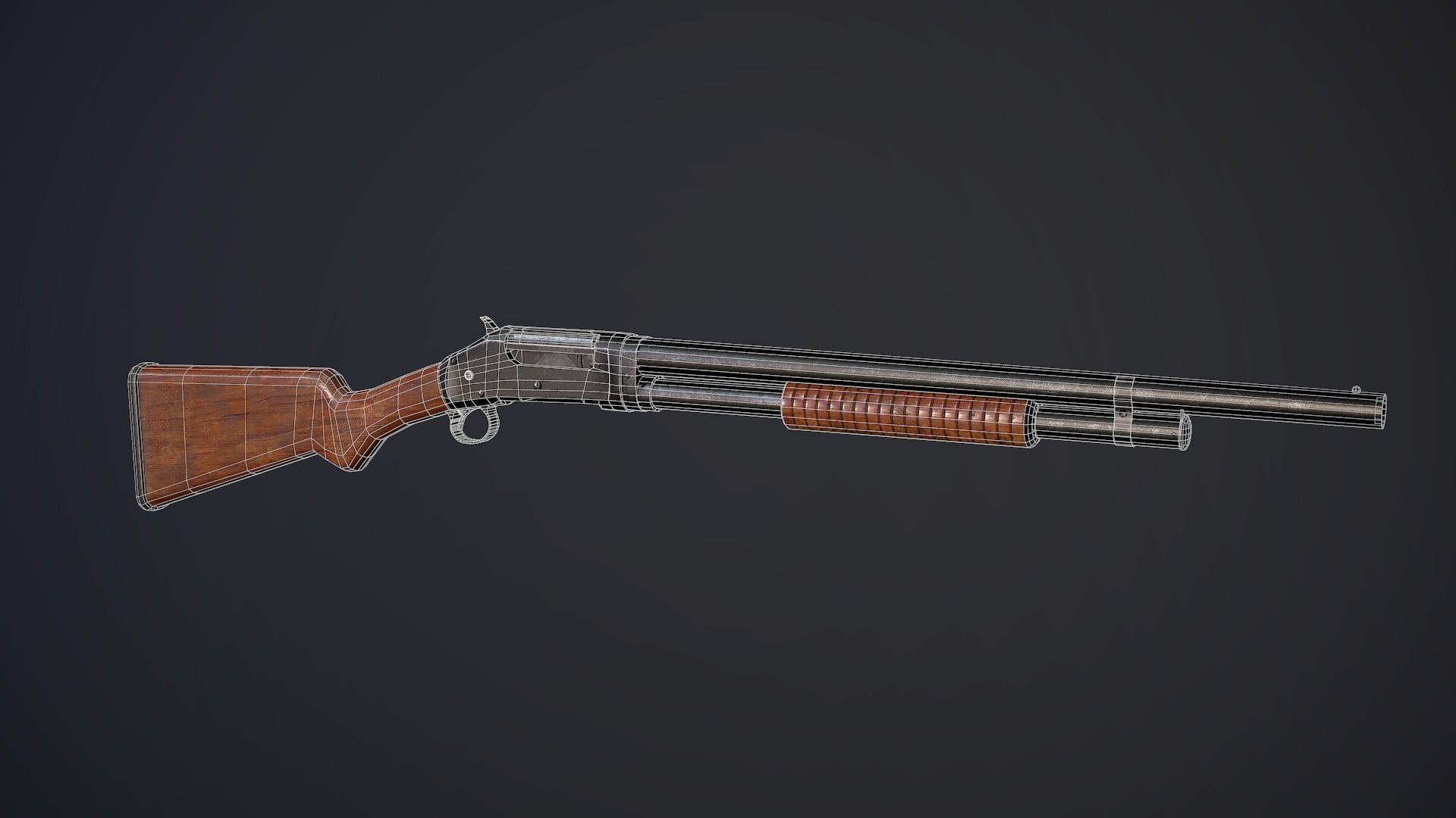 Winchester M1897 PBR Low-Poly Game Ready Low-poly 3D model_7