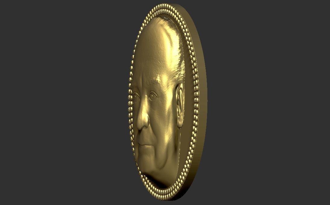 Winston Churchill medallion pendant 3D printing ready stl obj 3D print model_12