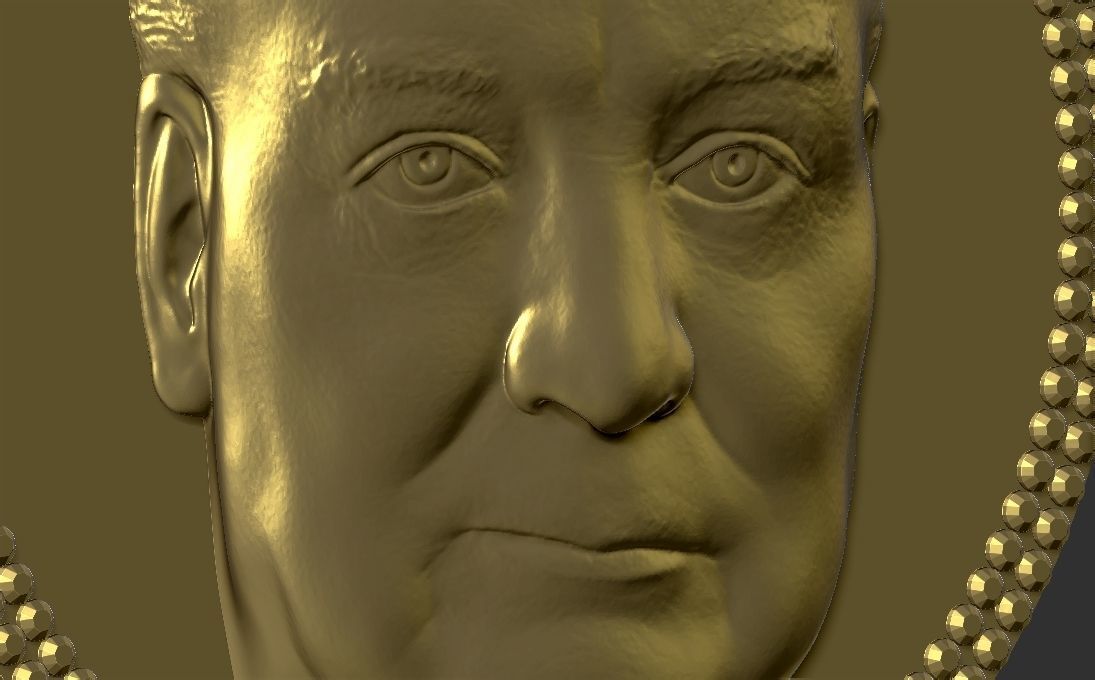 Winston Churchill medallion pendant 3D printing ready stl obj 3D print model_22