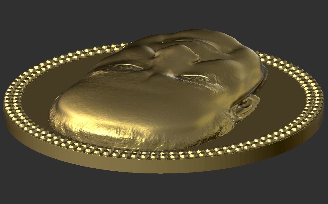Winston Churchill medallion pendant 3D printing ready stl obj 3D print model_16