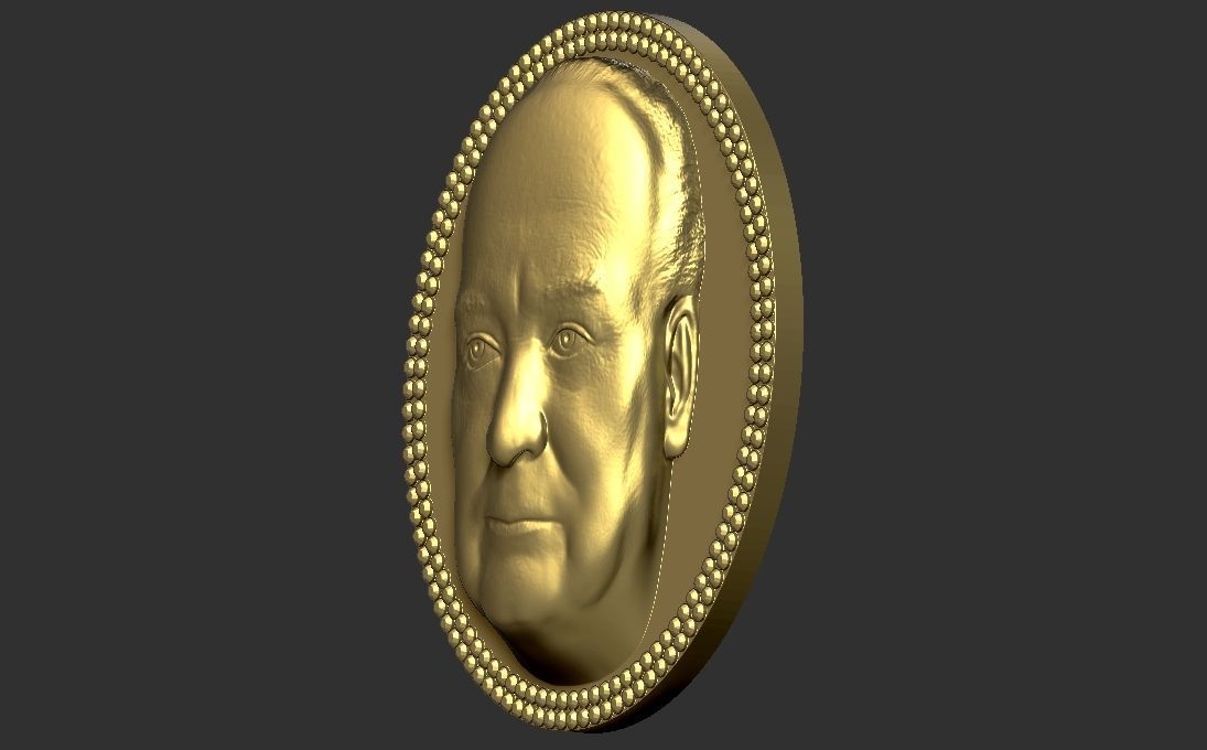 Winston Churchill medallion pendant 3D printing ready stl obj 3D print model_11