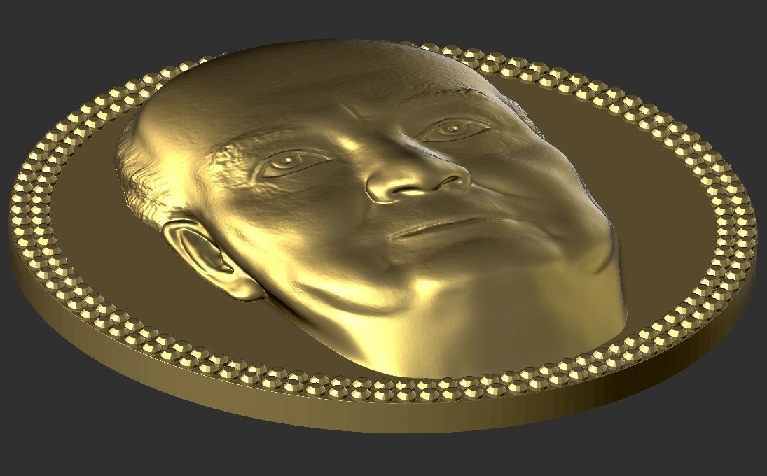 Winston Churchill medallion pendant 3D printing ready stl obj 3D print model_15