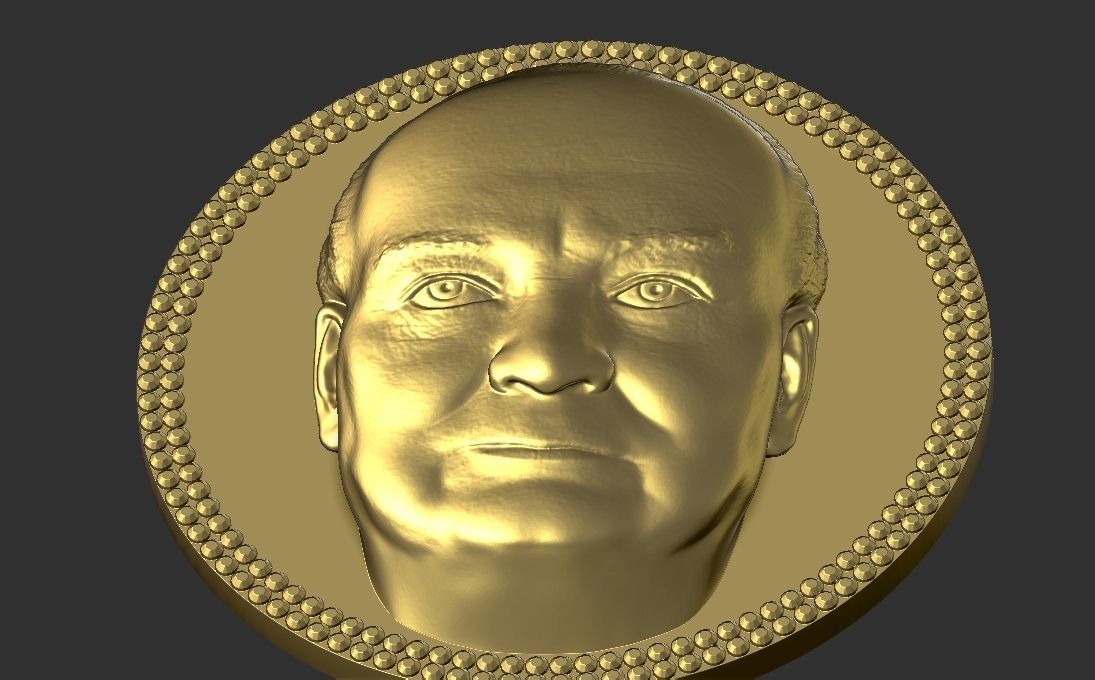 Winston Churchill medallion pendant 3D printing ready stl obj 3D print model_14