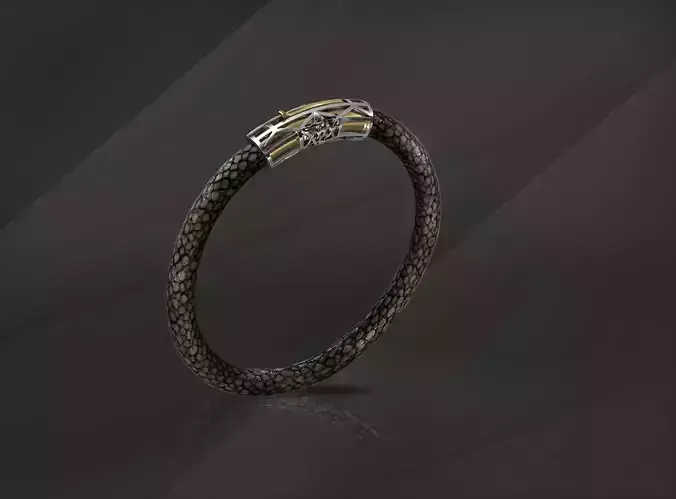 bracelet leather with gold and silver accents