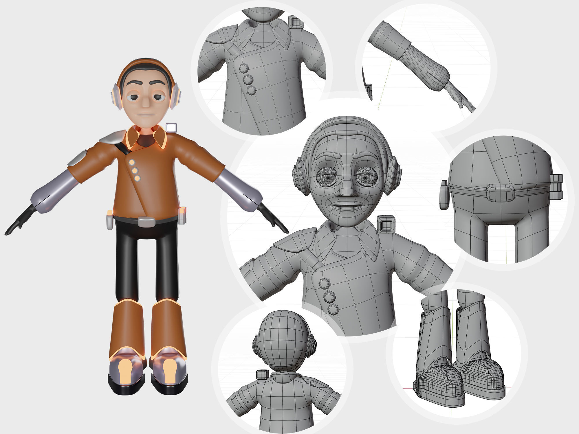 Cartoon Pilot Character  3D model_3