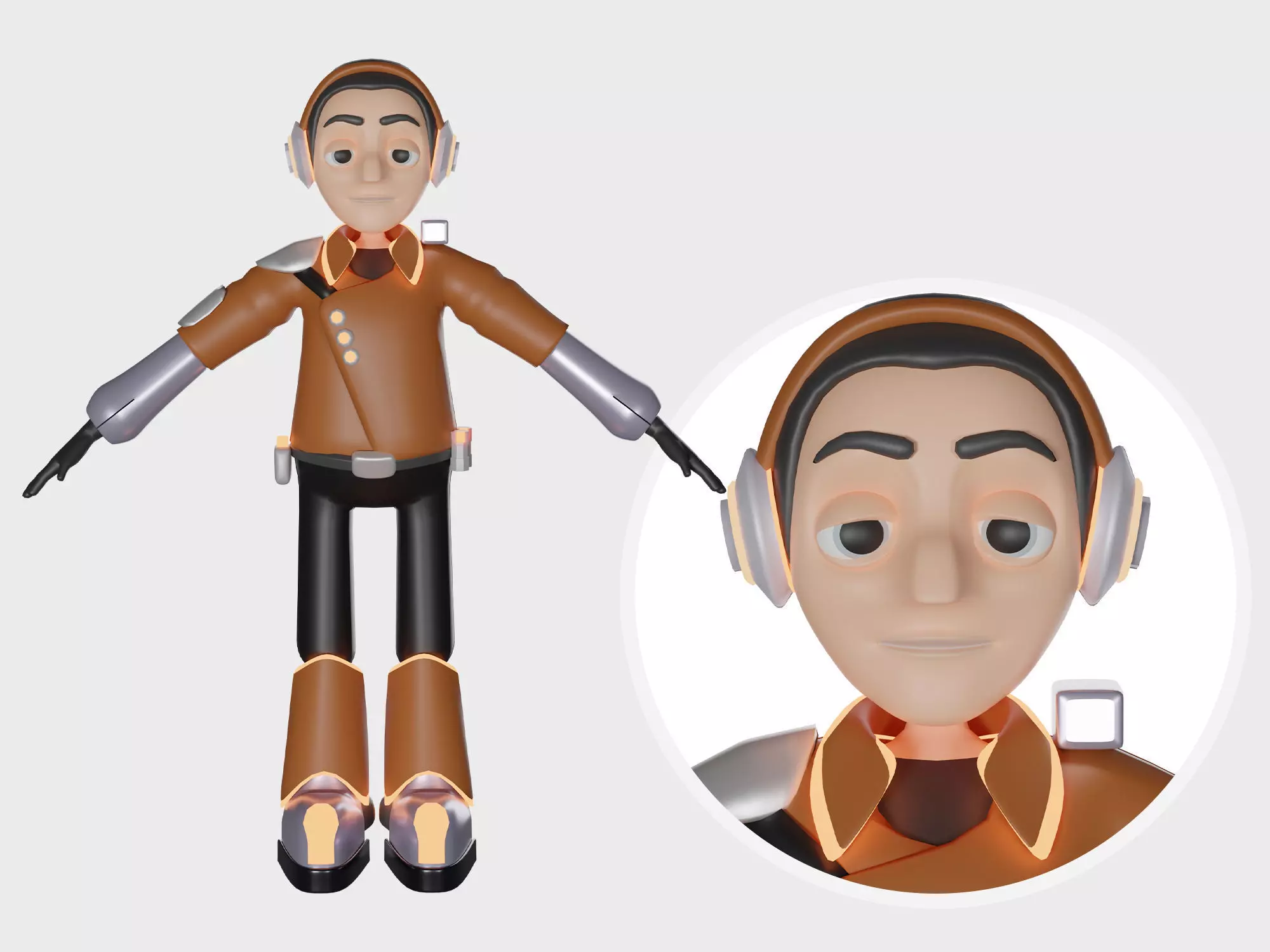 Cartoon Pilot Character  3D model_0