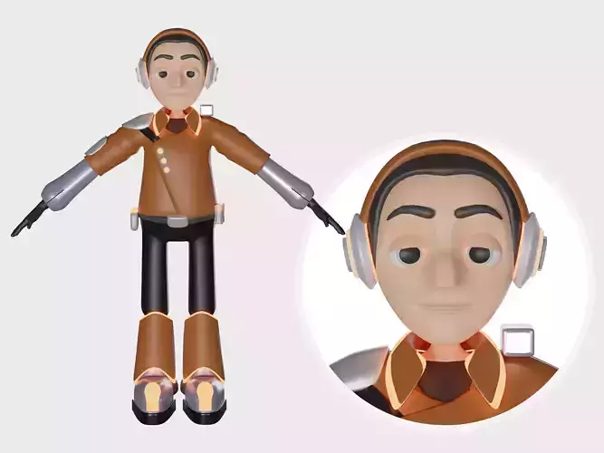 Cartoon Pilot Character  3D model