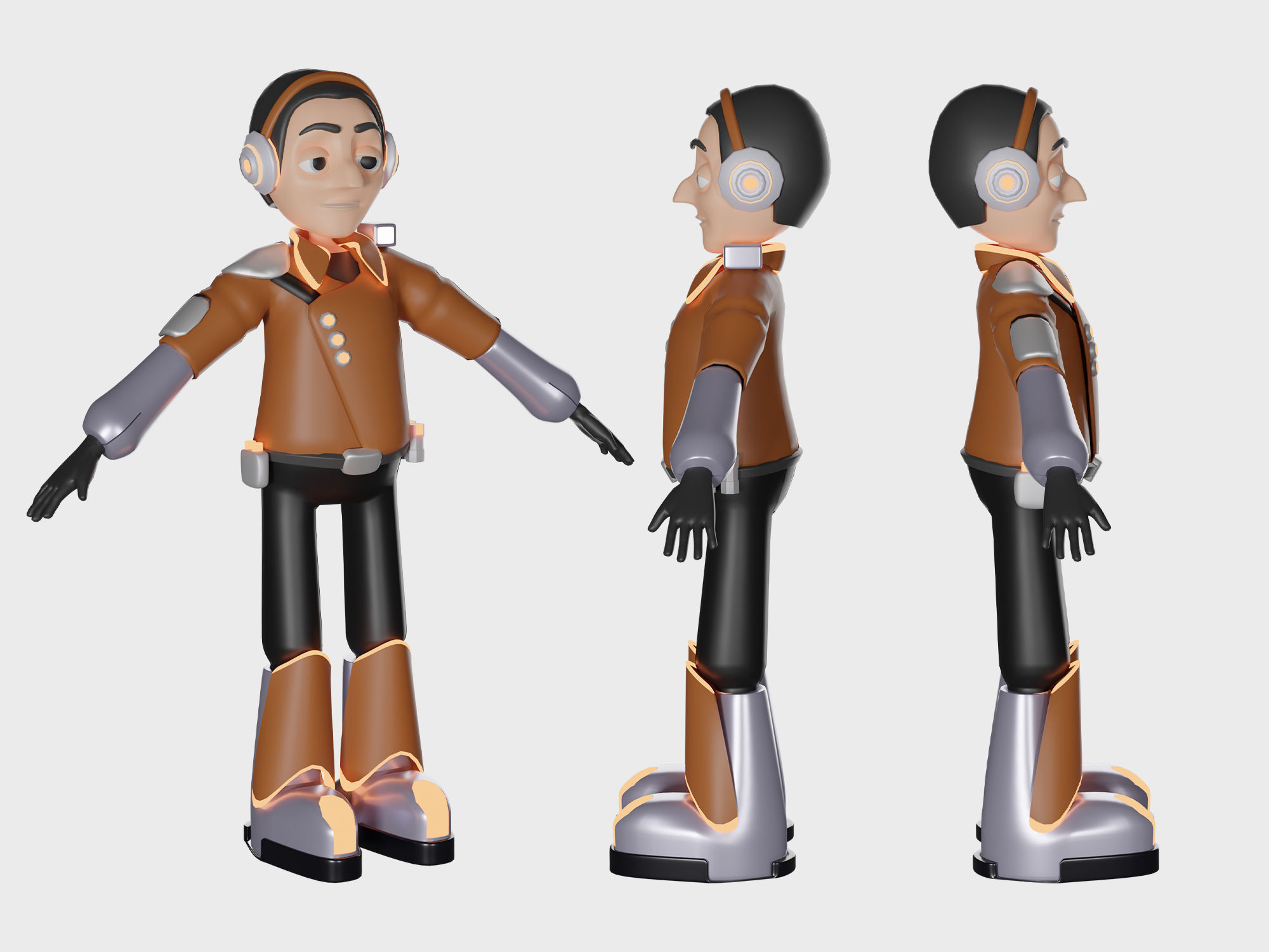 Cartoon Pilot Character  3D model_1