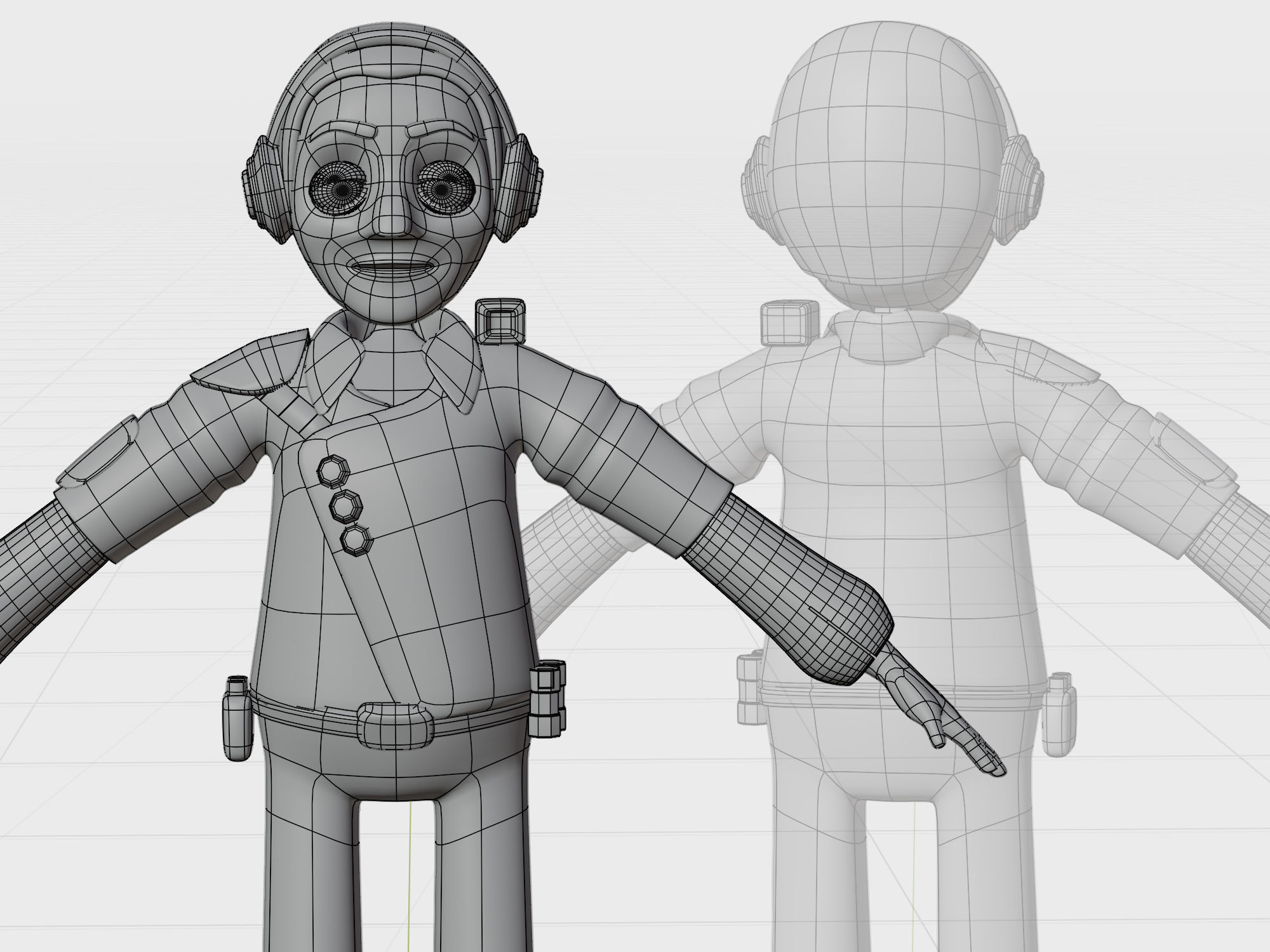 Cartoon Pilot Character  3D model_4