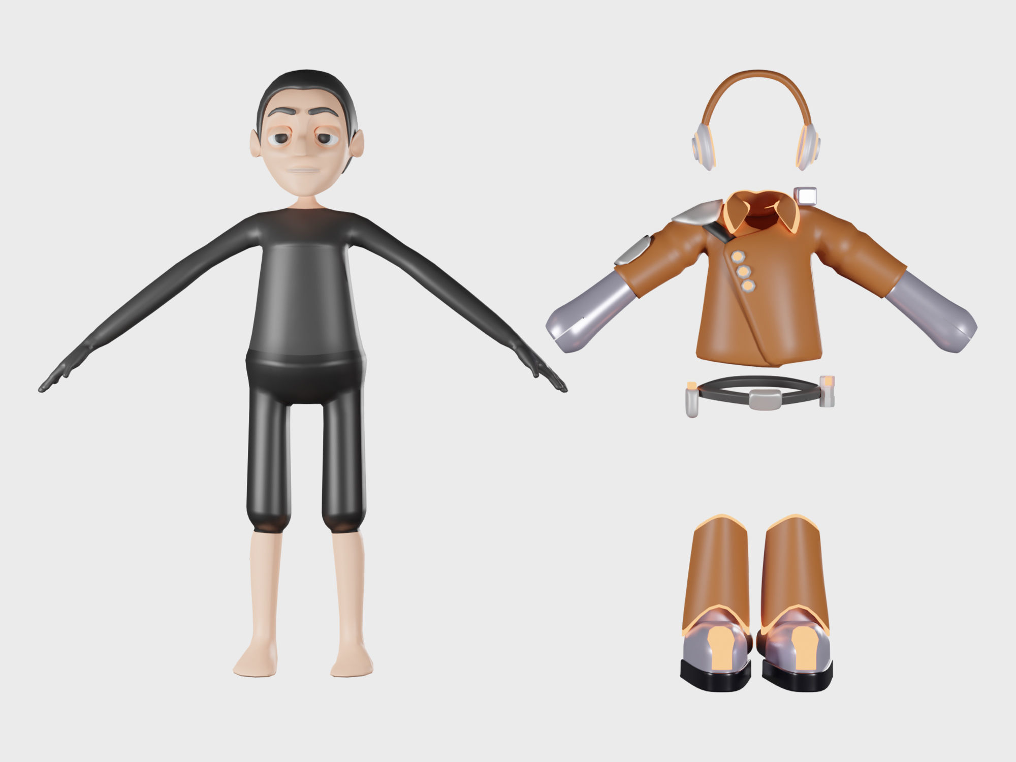 Cartoon Pilot Character  3D model_9