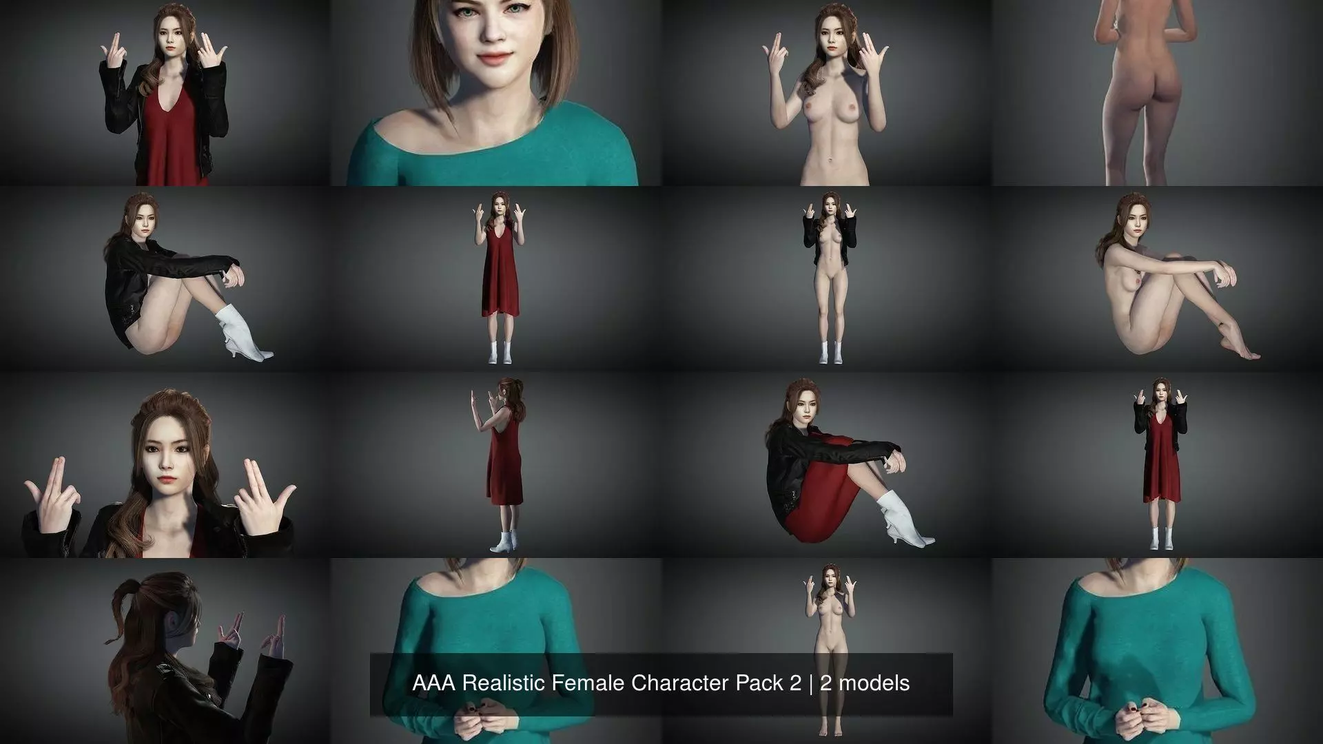 AAA Realistic Female Character Pack 2 3D Model Collection_1