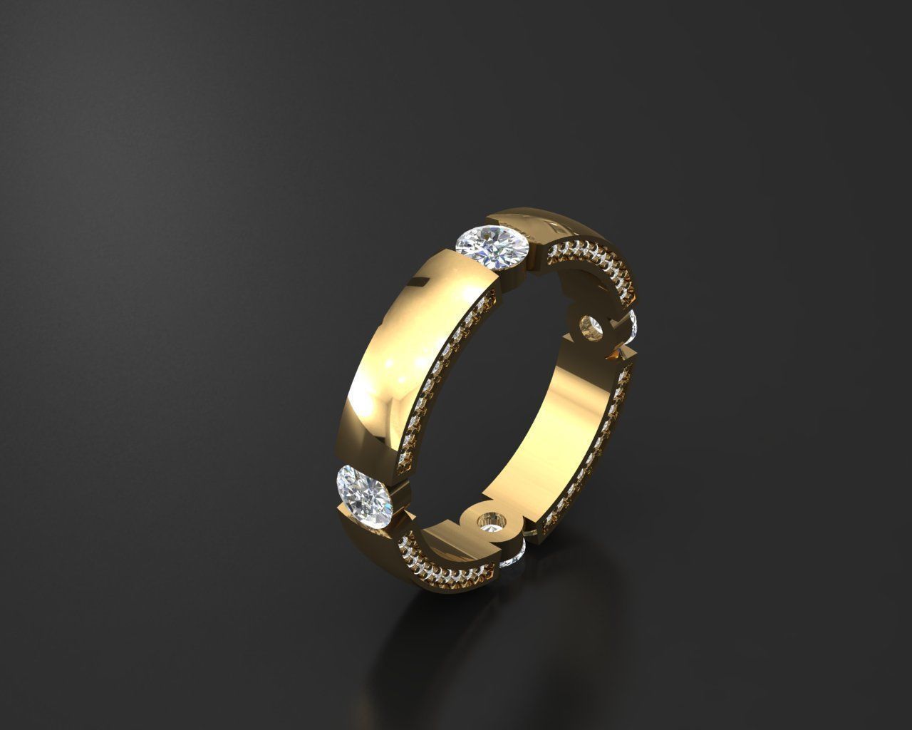 ring with diamond 3D print model_1