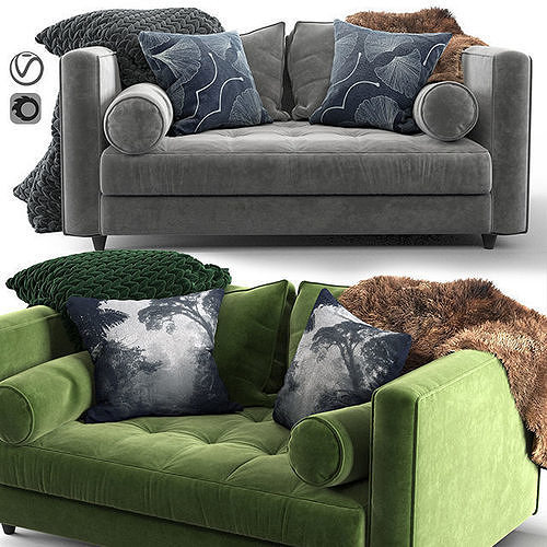 Article Seven Sofa green and gray 3D model