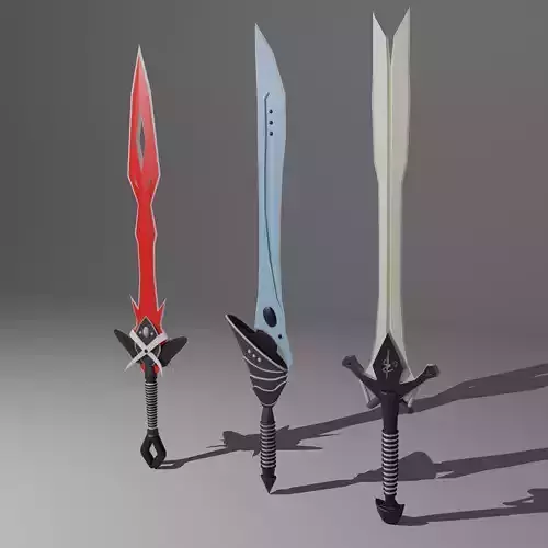 Pack - Stylized Anime Sword melee weapon game ready Low-poly 3D model