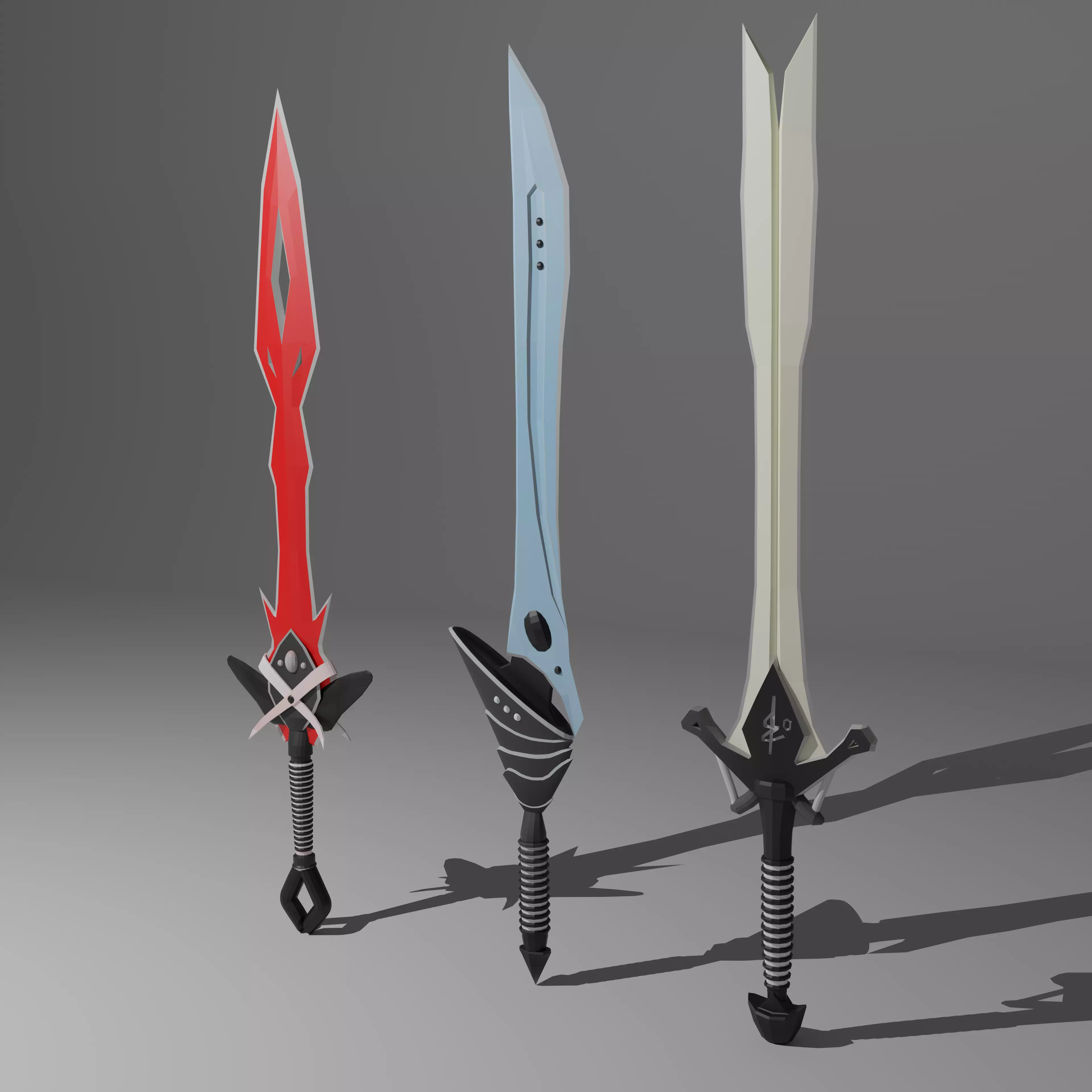 Pack - Stylized Anime Sword melee weapon game ready Low-poly 3D model_0