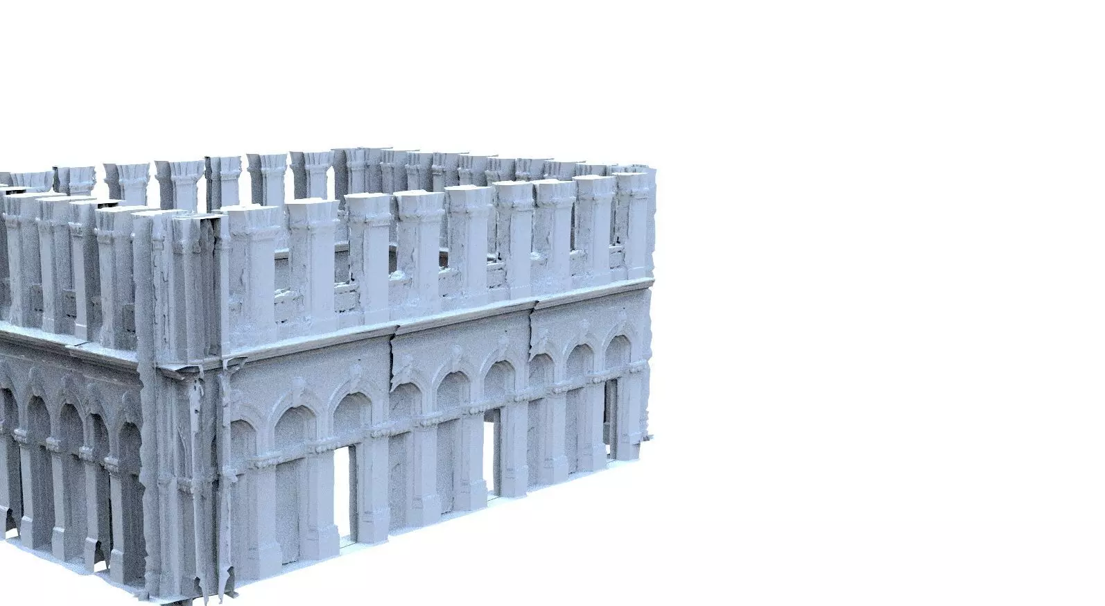 Rome style theatre walls wide 3D model_0
