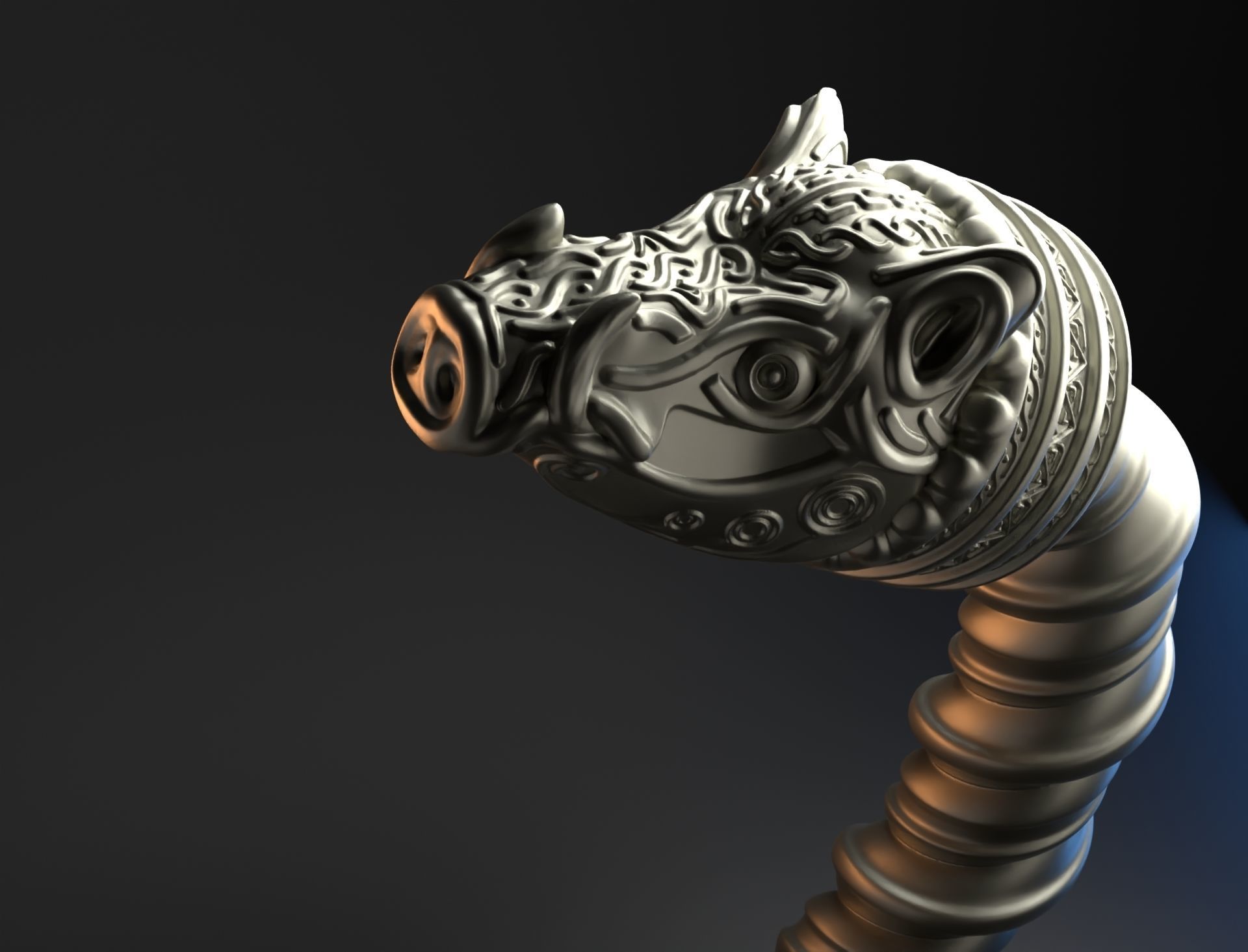 Viking wild boar bracelet intended for 3D printing 3D print model_6