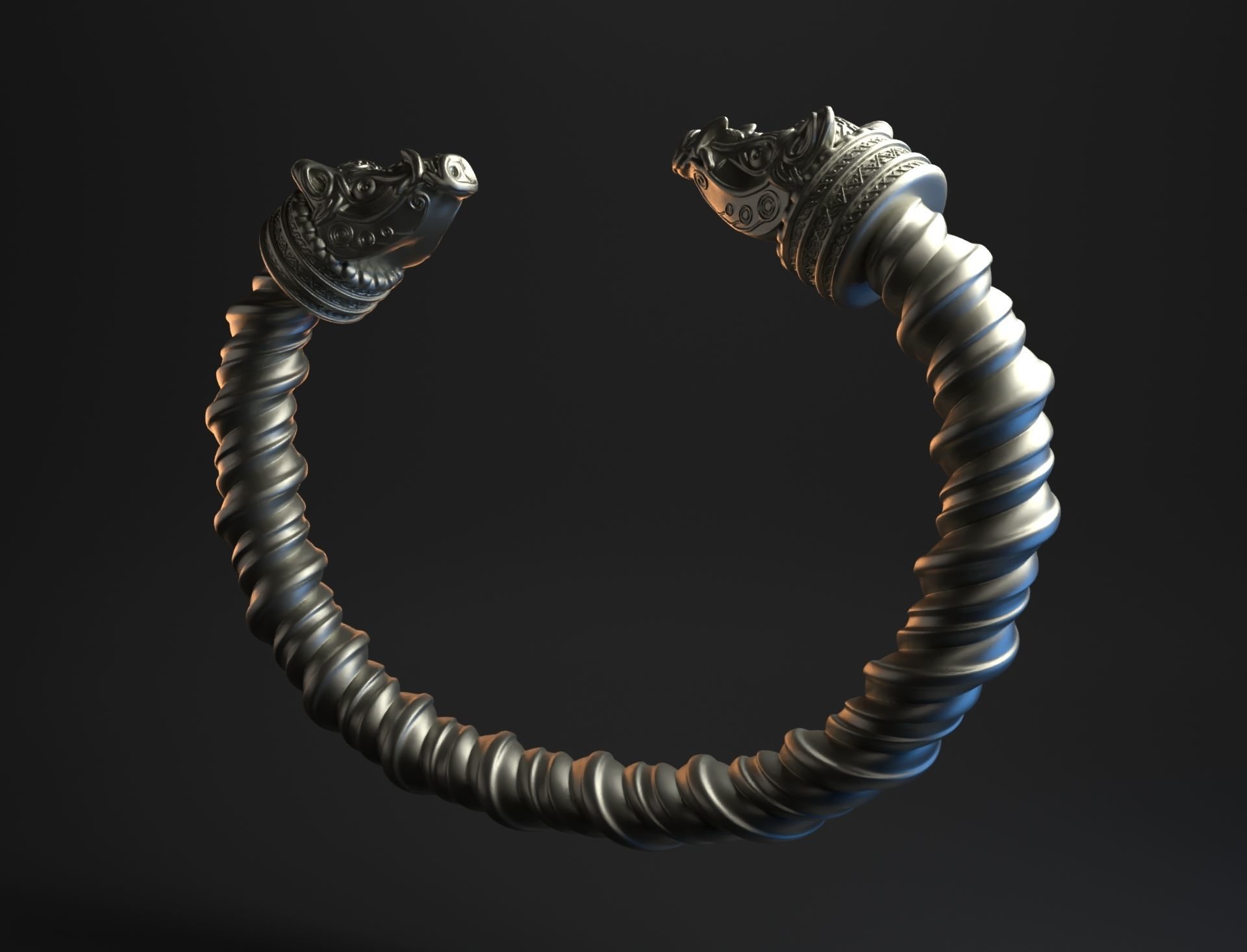 Viking wild boar bracelet intended for 3D printing 3D print model_2