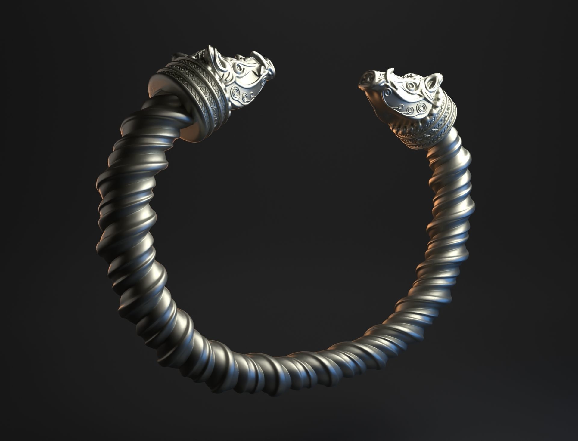 Viking wild boar bracelet intended for 3D printing 3D print model_4