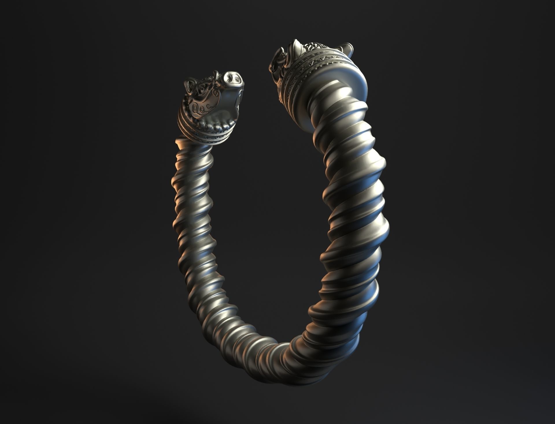 Viking wild boar bracelet intended for 3D printing 3D print model_3