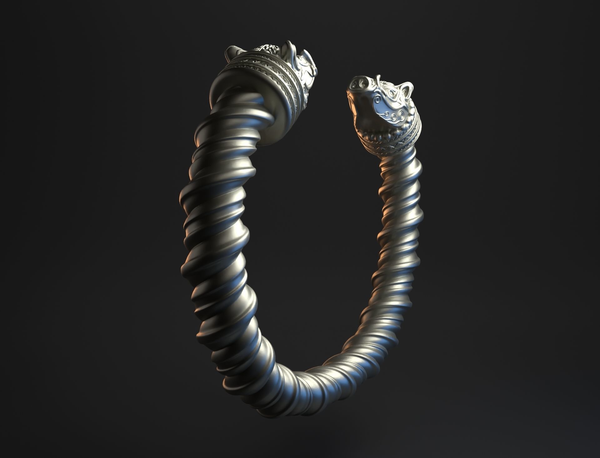 Viking wild boar bracelet intended for 3D printing 3D print model_5