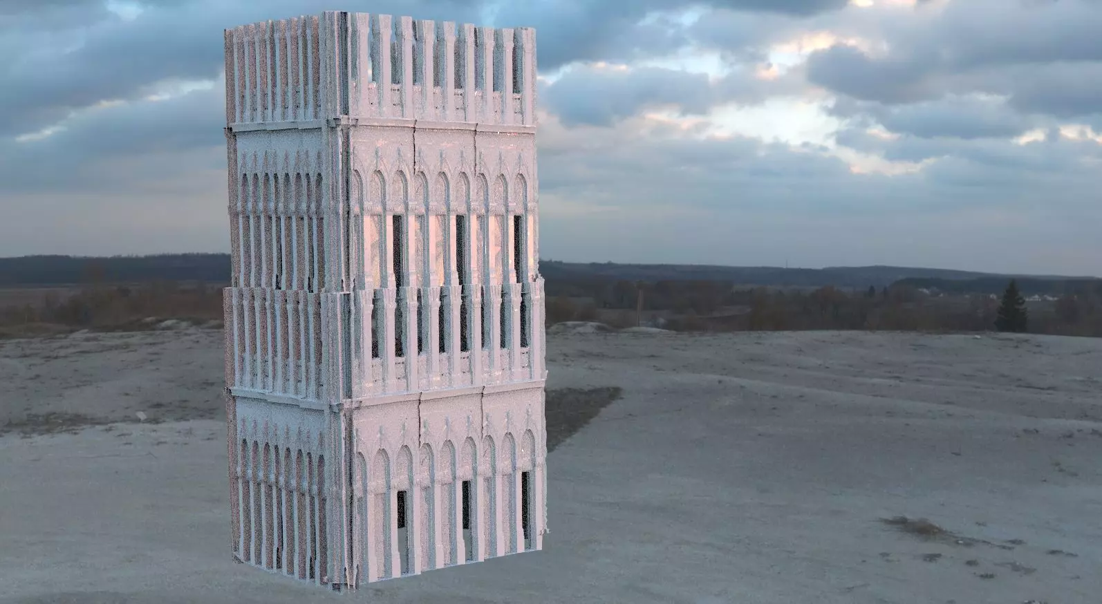 Rome style theatre Tower 3D model_0