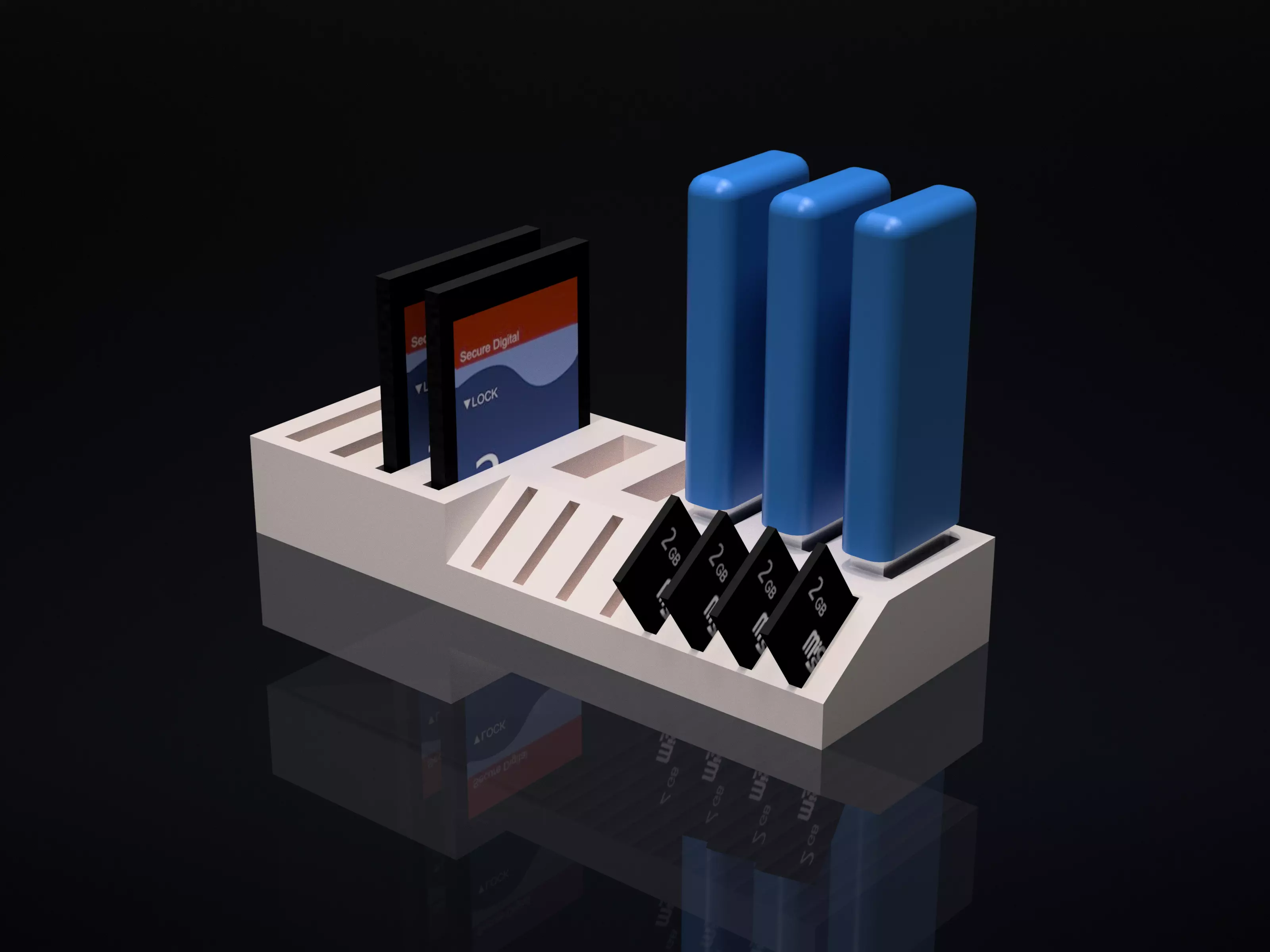 USB SD box for desktop 3D print model