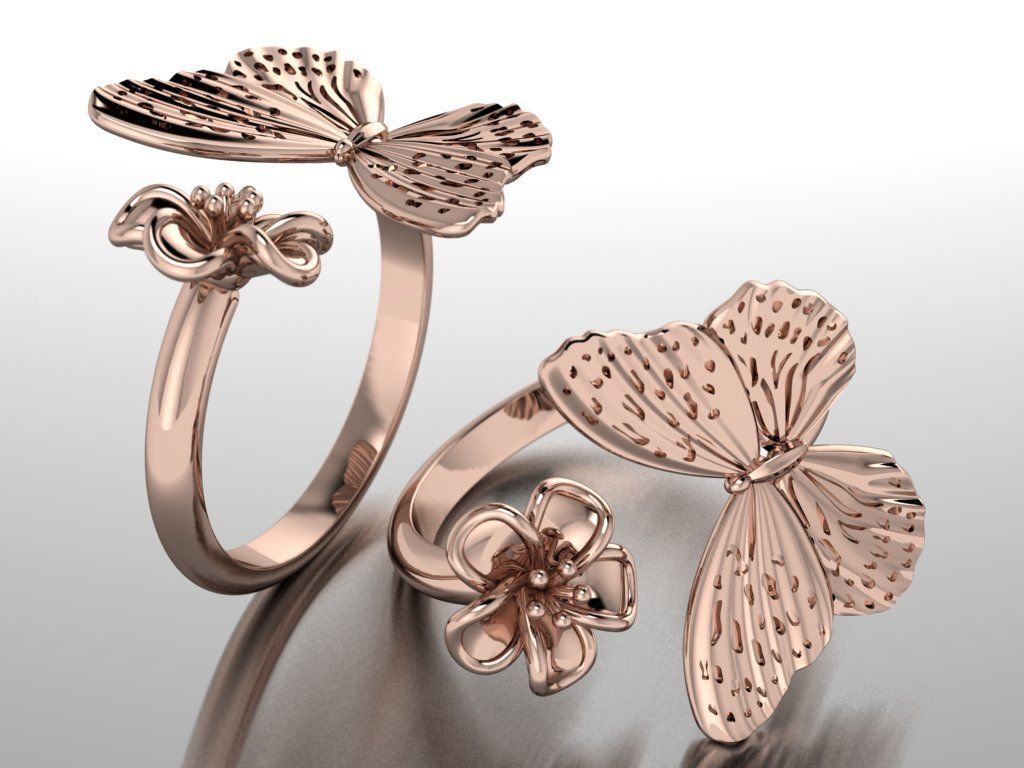 butterfly ring 3D print model_4