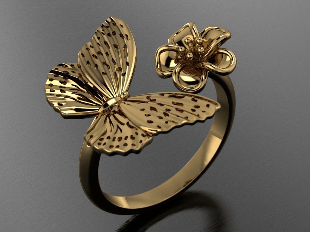 butterfly ring 3D print model_1