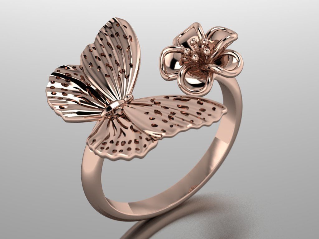 butterfly ring 3D print model_5