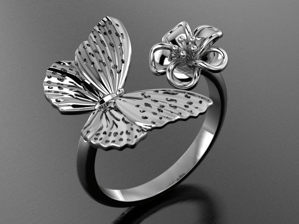 butterfly ring 3D print model_3
