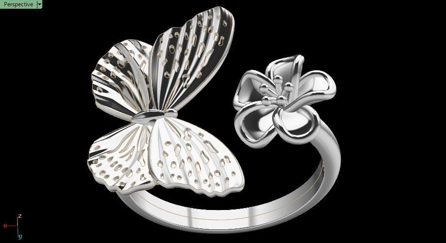 butterfly ring 3D print model_9