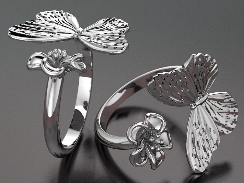 butterfly ring 3D print model_2